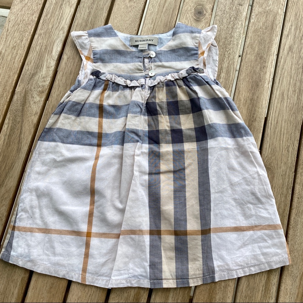 Burberry Kids Dress in Blue and Tan Plaid